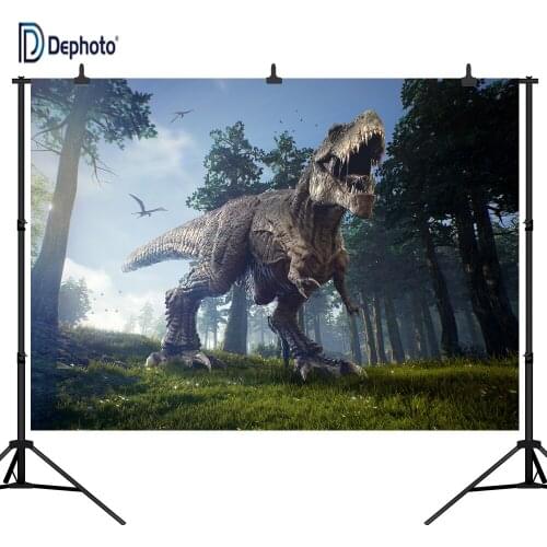 DePhoto 3D Cartoon Dinosaur for Party Baby Shower Seamless Vinyl Photography Backdrop Photo Background Studio Prop PGT125