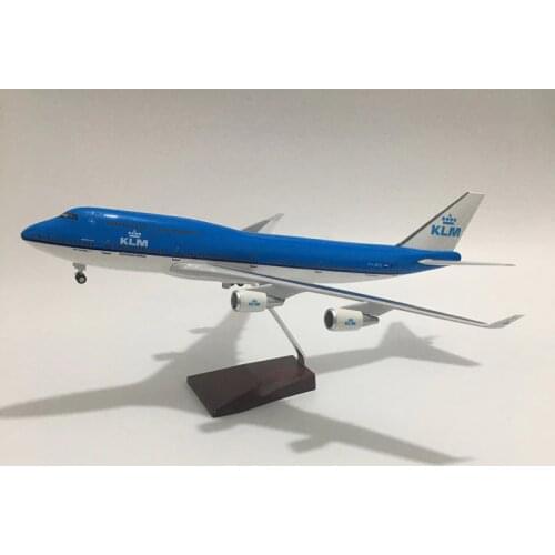 JASON TUTU 46cm KLM Boeing b747 Plane Model Airplane Model Aircraft Model Diecast Resin 1:160 Scale Planes With Light & Wheel