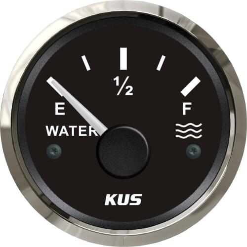 KUS Marine Water Level Gauge Boat Water Tank Level Gauge Indicator Empty Full Red/Yellow LED 12/24V 52mm 240-33 ohms