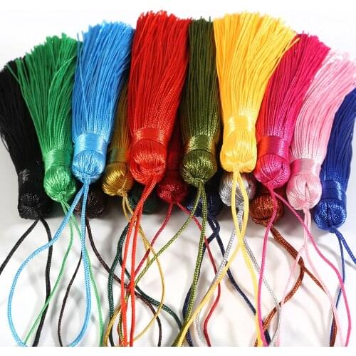 2Pcs Polyester Tassels with Hanging Ring Silk Sewing Bang Tassel Trim Decorative Key Tassels Jewelry Headwear Accessories