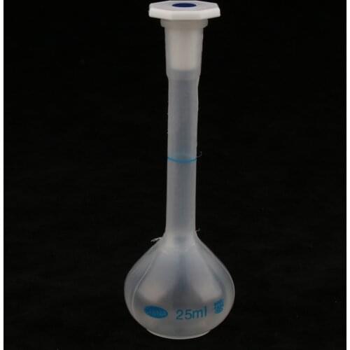 2 Pieces Laboratory 25ml Plastic Clear Long Neck Volumetric Measuring Flask
