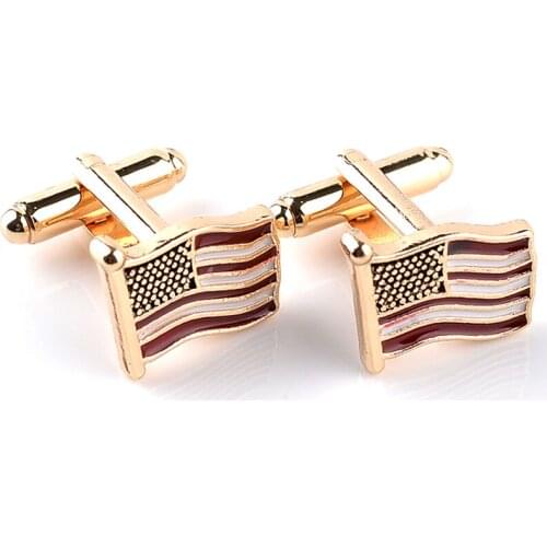 Flying American USA National Flag Cufflinks Mens Office Fashion Cuff links Gold High Quality Cuff Buttons