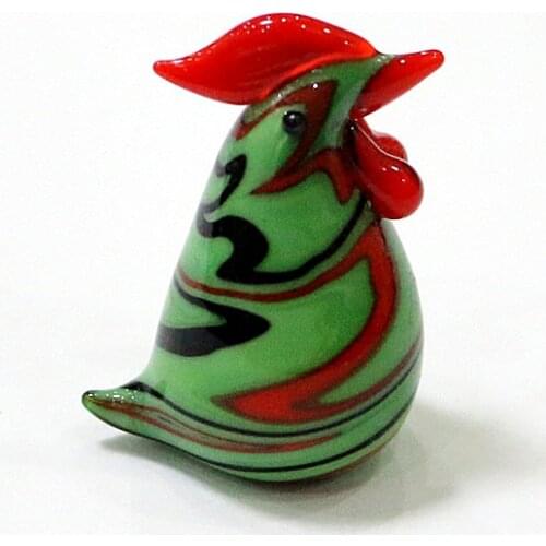 Mini Figurine Handmade Glass Chicken Craft Ornament Colorful Fresh Style Cute Animal Rooster Easter Holiday Party Gifts For Kids