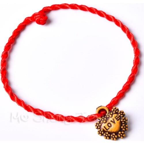 Fashion Peach Wood Red Rope Chain Handmade 12 Styles Red Rope Lucky Bracelets For Women Men Gift For Lover Couple Gift