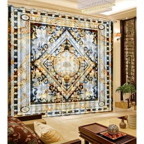 Fashion Customized 3D Curtain Modern Marble geometric pattern photo Blackout Window Drapes 3D Curtains For Living room Bed room