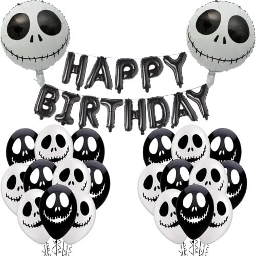 Happy Halloween Nightmare Ghost Balloons Decorations Foil Balloons Inflatable Toys Black White Globos Birthday Party Supplies