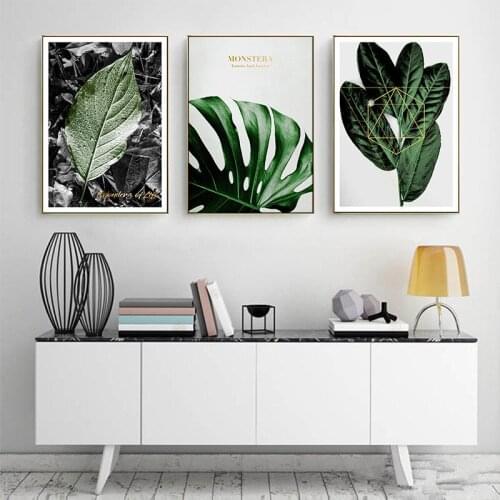 Green Leaves Wall Art Canvas Painting Monstera Palm Banana Posters and Prints Decorative Modern Picture Living Room Home Decor