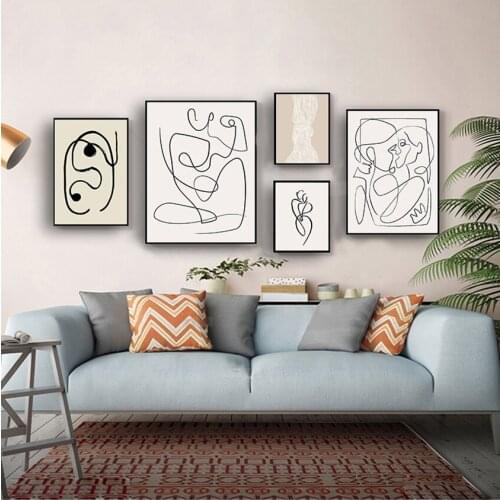 Posters And Prints Wall Pictures For Living Room Decor Abstract Line Body Kiss Quotes Wall Art Canvas Painting Nordic Minimalist