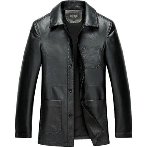 Geniune Leather Jacket for Men Trench Coat Men Spring Autumn Plus Size Jacket Jaqueta De Couro LSD159106 MF144