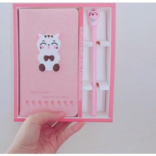 New Arrival Cute Cat Notebook gel pen set with box Weekly Planner School Office Supplies Kawaii Stationery