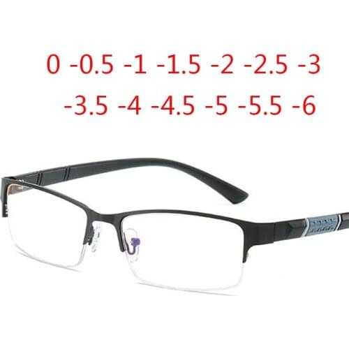 Half Metal Frame Blue film ultra-light Nearsighted Glasses Resin Nearsight Unisex Shortsighted Myopia 0 -0.5 -1 -1.5 -2 -3 To -6