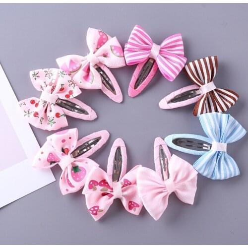 Solid Plaid Striped Bow Hair Clips+Little Girl Boutique Bowknot Elastic Hair Bands For Kids Baby Hair Accessories