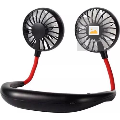 2021 Free Sample Gift USB neck hang and facial cooling portable summer wearable mini usb neckband hanging neck fan with LED