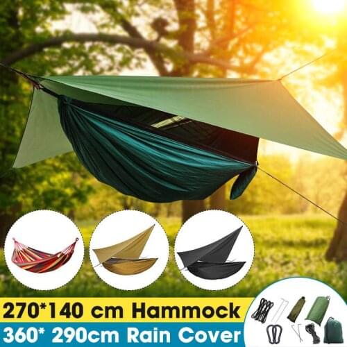 2 In 1 Portable Travel Camping Tents Hammocks Backyard Hanging Bed Swing Sleeping Bag With Anti-mosquito Net And Canopy Cover