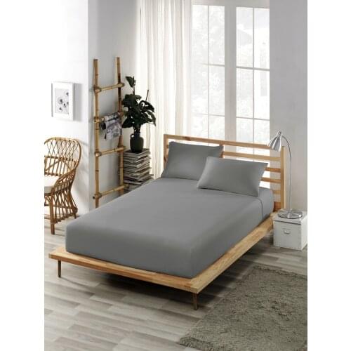 Fitted Bed Sheet Cotton Jersey King Size Double Twin Mattress Cover Soft Dark Gray