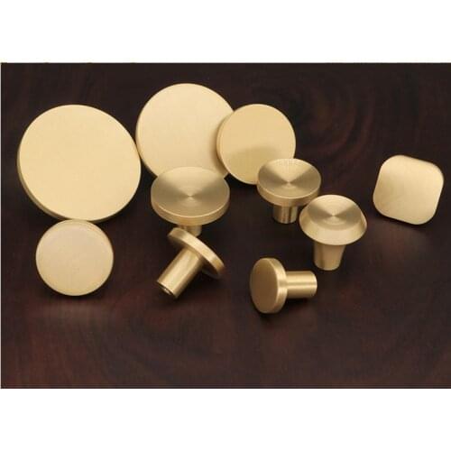 LZSM Simple Round Brass Drawer Handle Wardrobe Door Cabinet Pulls Single Hole Gold Small Bedroom Furniture Hardware Fitting