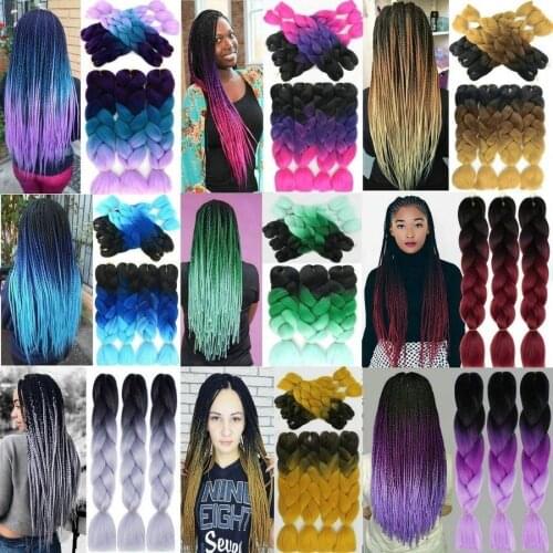 Qp hair synthetic Hair Extensions Ombre Braiding Hair One Piece 100g/Pack 24Inch Afro Bulk Hair Jumbo Crotchet Braids