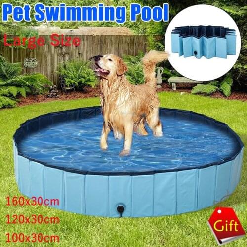 160x30cm Dog Swimming Pool Foldable Pet Pool Bath Swimming Tub Bathtub Pet Collapsible Bathing Pool for Dogs Cats Kids