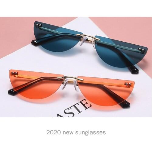 2020 Retro Half Frame Sun Glasses Luxury Brand Small Oval Sunglasses Women Men Vintage Round Hip-hop Mens Sunglasses NX
