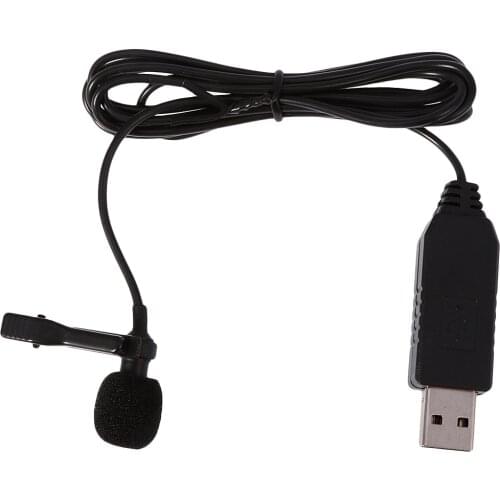 USB Omnidirectional Condenser Clip On Collar Tie Lavalier Lapel Microphone with User Manual &Bag for QQ MSN Skype Youtube Karoke