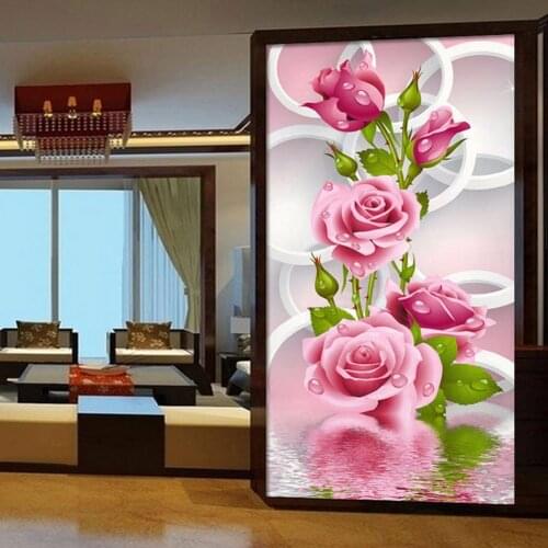 Embroidery 5D DIY Diamond Painting Cross Stitch Pink Rose Diamond Needlewaork Mosaic Wall Painting Decor 30x56cm