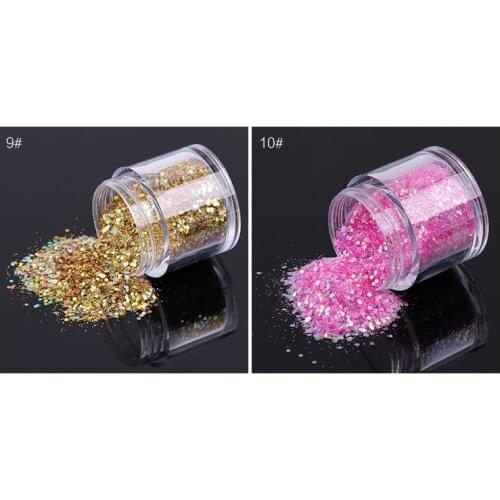 WRE #12colors (10g Jar)Hot Sale New Colors Acrylic Gel Nail Art Tips Design Nail Art Spangles Decorative Glitter Flake