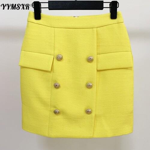 Skirt High Quality 2021 New Fashion Buckle Metal Buckle Decoration Office Bust Mini Skirt Elegant Temperament Womens Clothing
