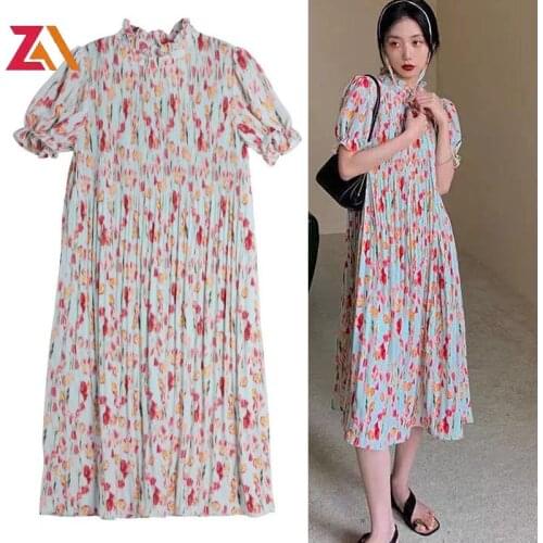 ZALady beach chic casual loose midi dresses for women elegant Leopard short sleeve boho oversized woman clothes vestidos femme