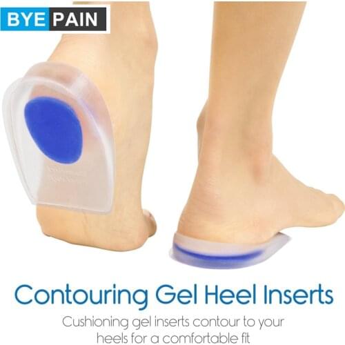 1Pair Heel Cups Plantar Fasciitis Inserts Silicone Gel Heel Cup Pads for Heel Spur and Pain Relieve, PU Gel Heel Protectors