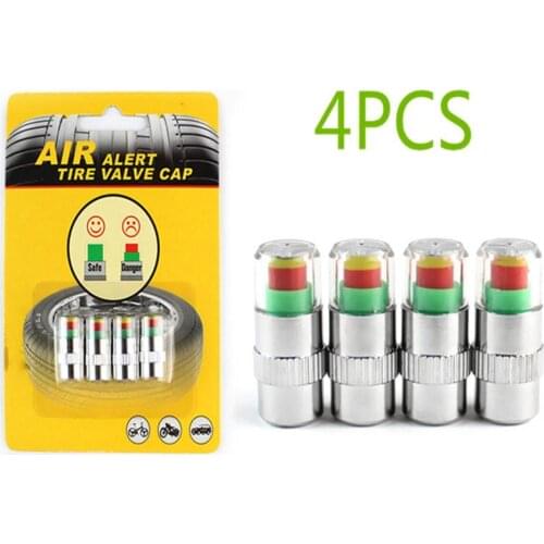 Saisika 4 Pcs 2.4 Bar Car Tire Pressure Monitoring Valve Cap Sensor Indicator 3 Color Eye Alert monitoring tire pressure r20