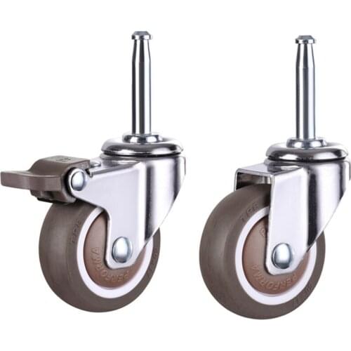4PCS Caster Furniture Crib Heavy Duty TPE Ball Bearing Caster Plug In Universal Wheel With Brake Tube Mute