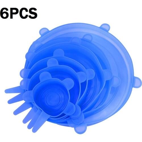 6pcs Reusable Eco-Friendly Silicone Stretch Lids Food Wrap Silicone Cover for Cookware Bowl Pan Cooking Kitchen Accessories