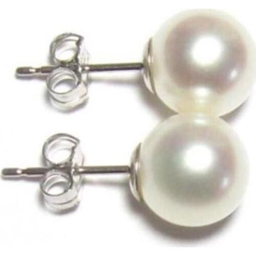 9-10MM AAA PERFECT south sea white pearl earrings 14K GOLD