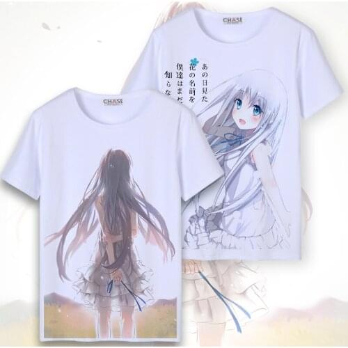 Anohana The Flower We Saw That Day Cosplay T Shirt Honma Meiko Summer T-Shirt Japanese Anime Cartoon Top Tee Cosplay Costume