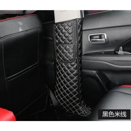 Car-shaped B column microfiber leather anti-kick plate anti-play mat For Mitsubishi Outlander 2013-2018 Car-styling