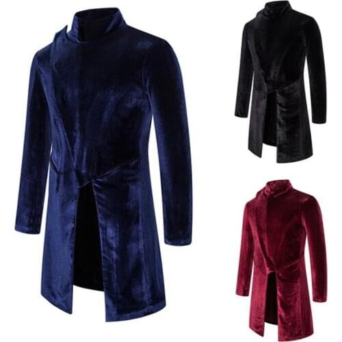 Shiny velvet trench coats mens nightclub performance clothing loose large size British velvet windbreaker jaqueta masculina
