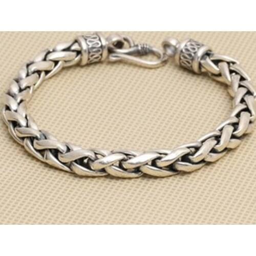 Solid Silver 925 Thick Chain Bracelet Men Simple Design 100% Real 925 Sterling Silver Vintage Cool Mens Jewelry Free Box Gift