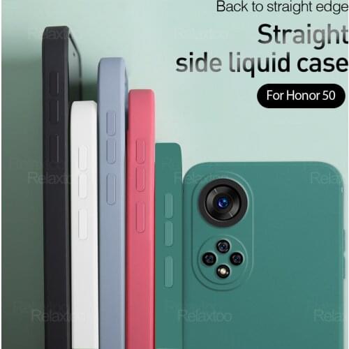 For Honor 50 Pro Case Square Liquid Silicone Back Cover For Honor50 SE Xonor Honer 50Pro 50SE 2021 Camera Shockproof Phone Coque