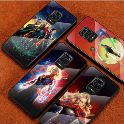Hot Captain Marvel For Xiaomi Redmi Note 10 10S 9T 9S 9 8T 8 7 Phone Case Tempered Glass Hot New Shell Luxury Cove