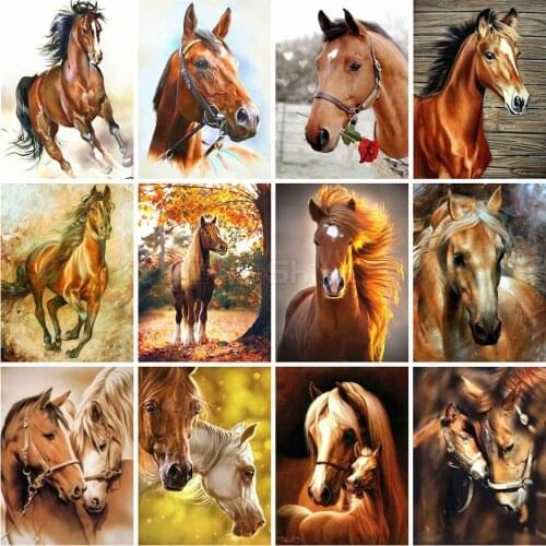CraftArtGo 5D DIY Diamond Embroidery Horse Full Square Round Rhinestone Mosaic Painting Cross Stitch Flowers Diamond Kit