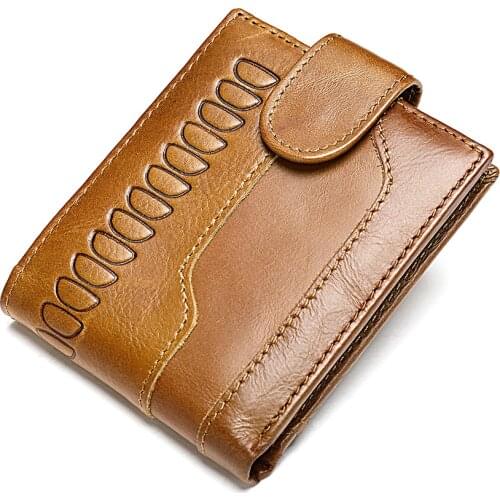 Mens Card Holder Coin Purse Money Slim Wallet Short Mens Wallet Genuine Leather Vintage Crocodile Pattern Purse