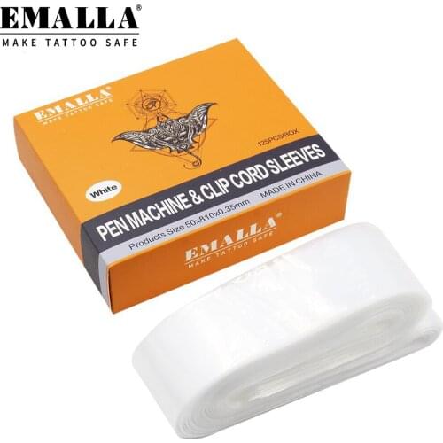 EMALLA 125PCS/box Pen Machine Bags and Clip Cord Sleeves Disposable Pen Machine Cover Clip Cord Bags Tattoo Accessories Supplies