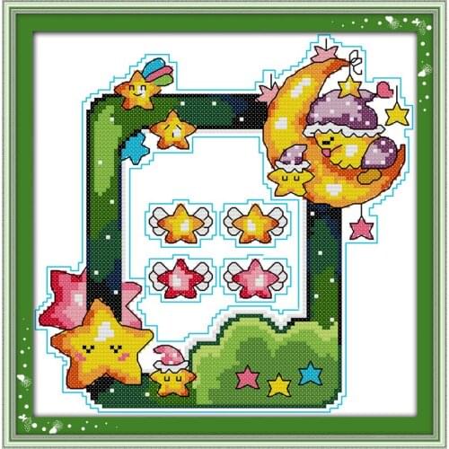 Photo frame (7) cross stitch kit people 18ct 14ct 11ct count print canvas stitches embroidery DIY handmade needlework plus