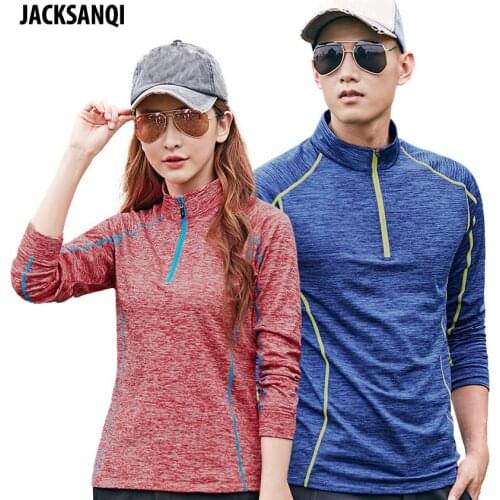 JACKSANQI Women Mens Hiking Quick Drying T-Shirt Long Sleeve Outdoor Sport Climbing Camping Trekking Male Breathable Coat RA379