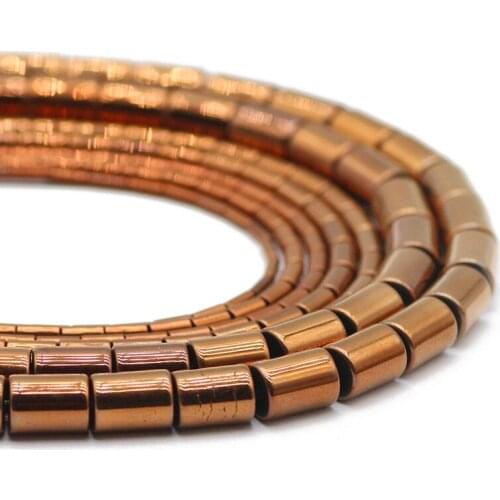 Hematite Natural Stone Copper Cylinder Round Charm Spacer Loose Beads For Jewelry Making DIY Bracelets Accessories 4x1/5x3/6x4MM