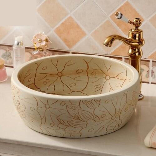 Ceramic Art Basin Hand Washing Basin European Style Antique Wash basin Toilet carving porcelain ceramic wash basin bathroom sink