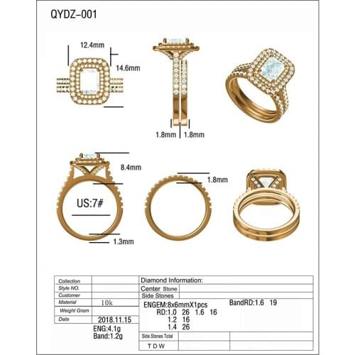 QYI Customized Rings SONA Stone Is Very Shiny Engagement Rings Two Rows 10k Gold Rings Womens Jewelry Anniversary Gifts