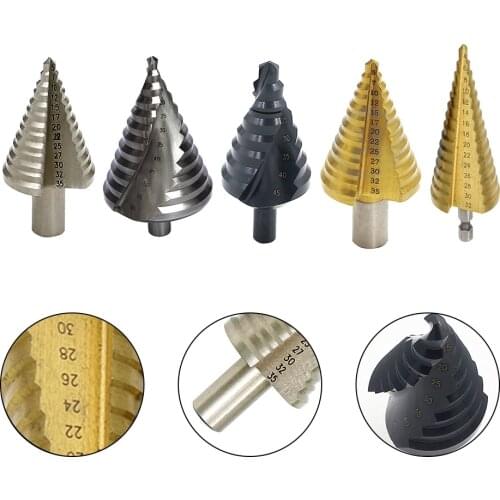 Cone Step Drill Bit HSS Titanium Coated Drilling Power Tools 4-32mm HSS Titanium Hex Shank Step Cone Drill Bit Hole Saw Cutter