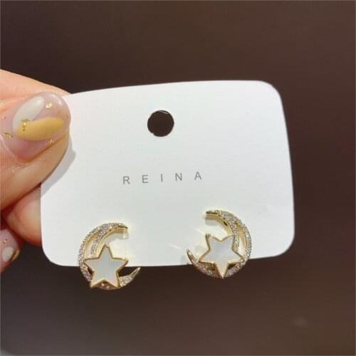 Creative design wind geometry star moon earrings, 2021 South Korean new trend fashion womens earrings party gift jewelry