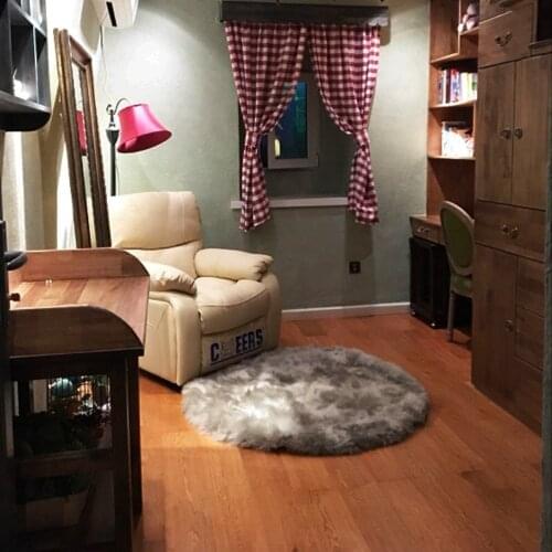 Pure wool fur round carpet chair floor protection mat dresser cloakroom Europe christmas rug fluffy mat heart sheepskin real